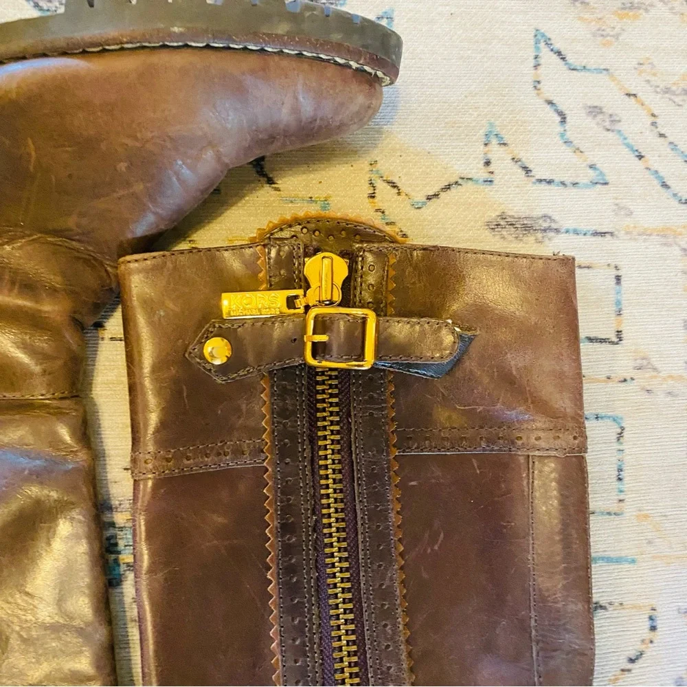 KORS MICHAEL KORS Brown Leather Riding Boots